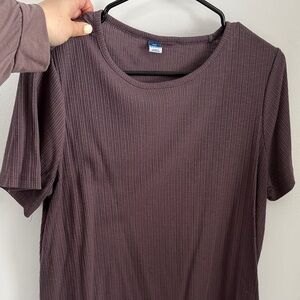 Women's Ribbed Short Sleeve Top - Purple